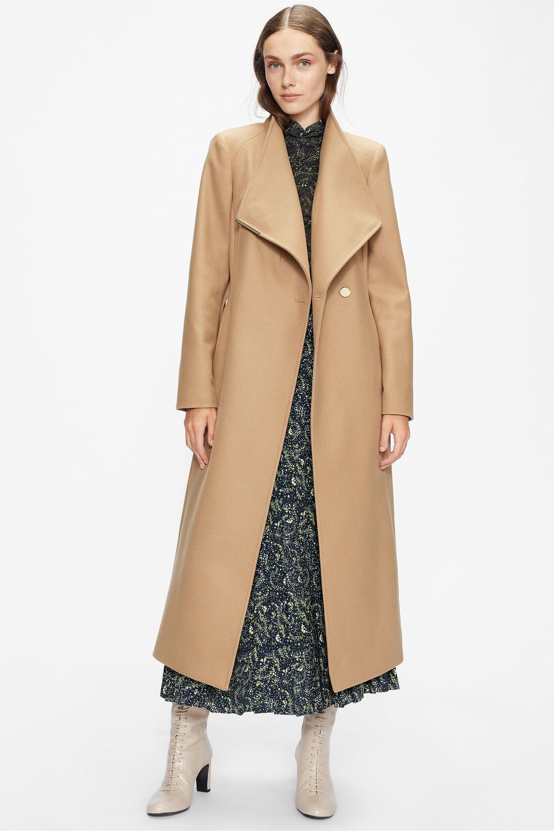 Ted baker wide collar long wool coat store