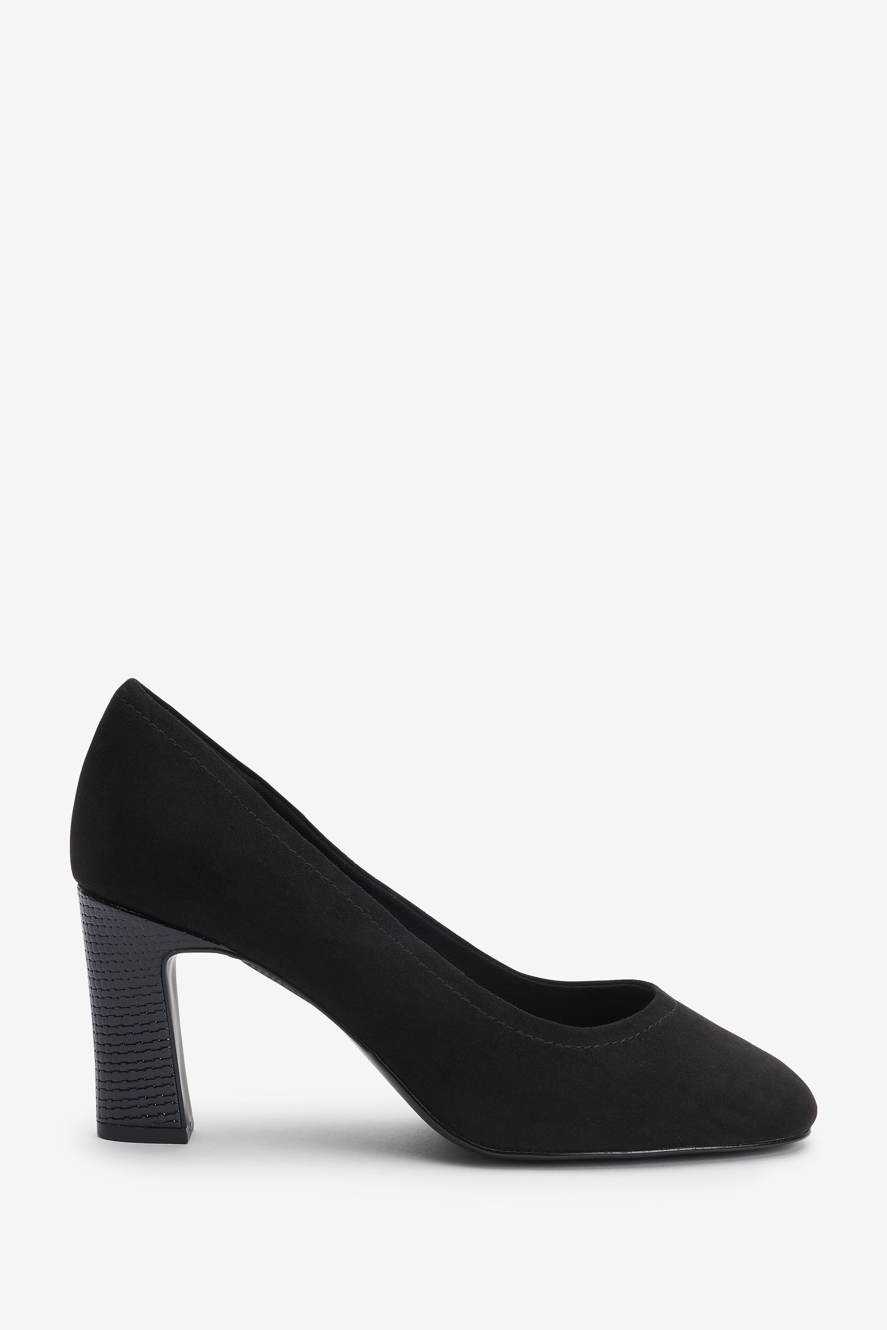 Black suede round shop toe court shoes