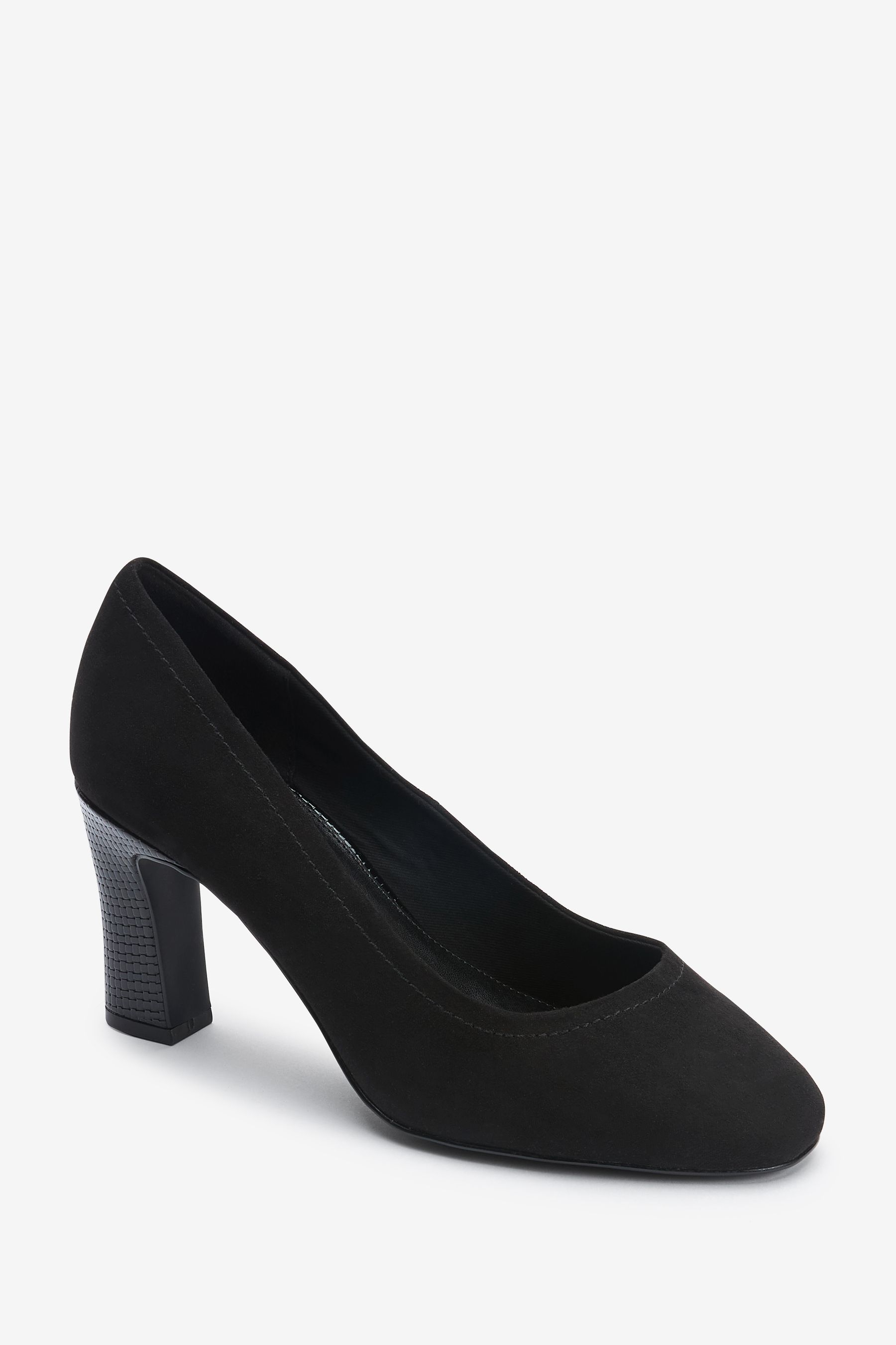 Buy Black Extra Wide Fit Forever Comfort Round Toe Block Heel Court Shoes from the Next UK online shop
