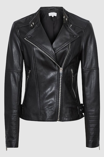 Reiss Tallis Leather Biker Jacket