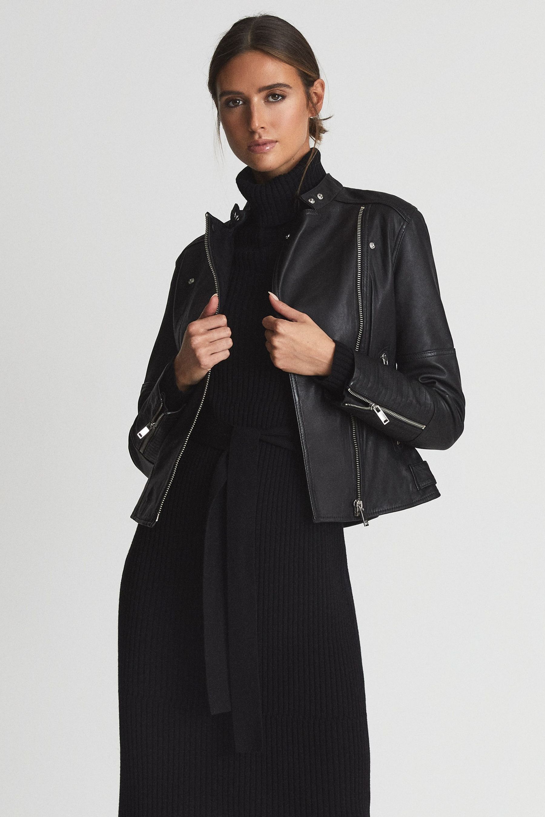 Buy Reiss Tallis Leather Biker Jacket from the Next UK online shop