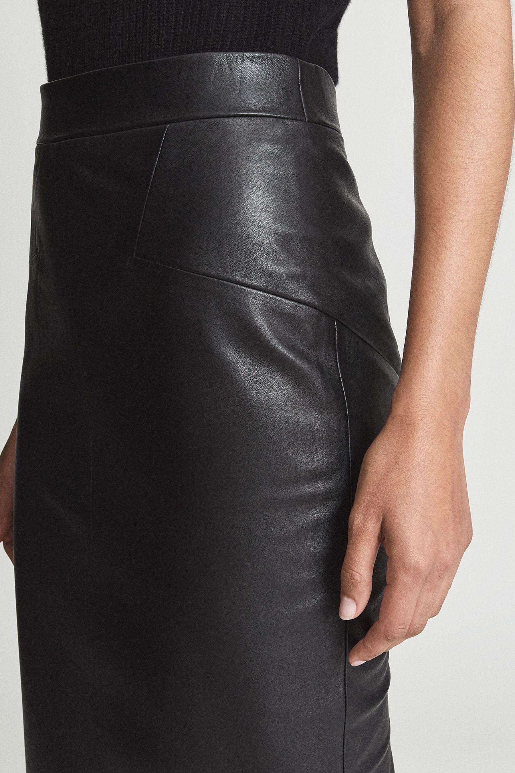 Black leather skirt reiss top