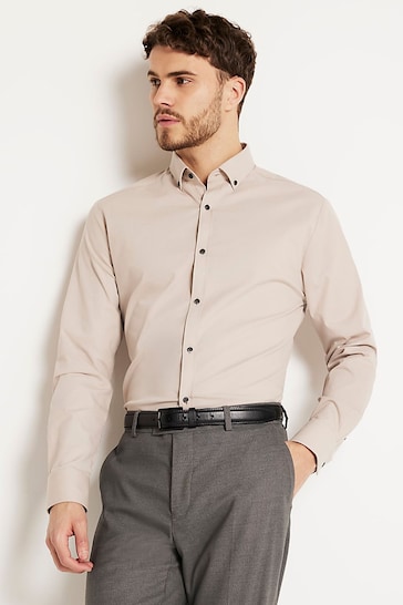 River Island Natural Textured Muscle Fit Shirt