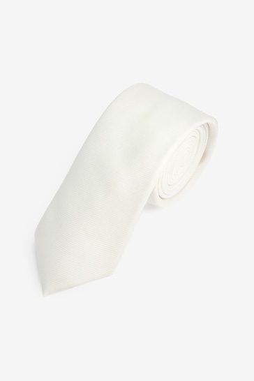 White Ivory Slim Twill Tie