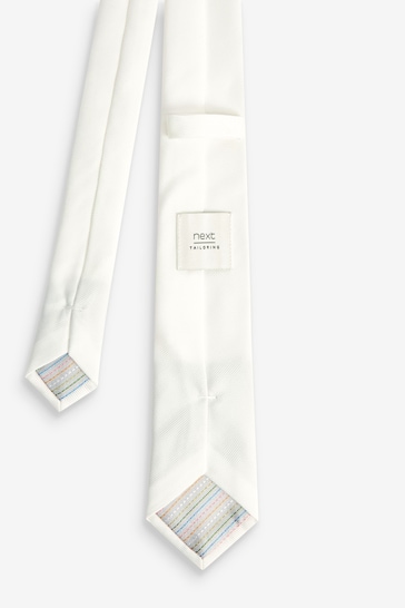 White Ivory Slim Twill Tie