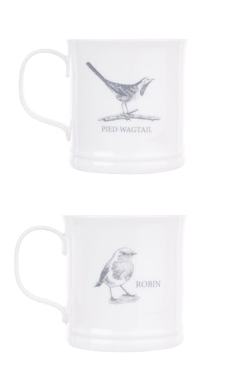 Mary Berry Set of 2 White Bird Mugs