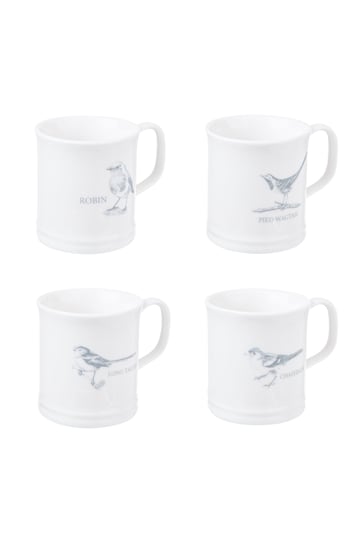 Mary Berry Set of 4 White Garden Birds Espresso Mugs
