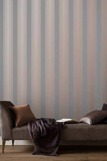 Graham & Brown Grey/Rose Gold Lagom Stripe Wallpaper Sample