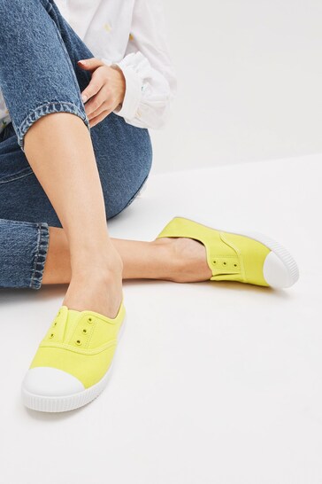 Lime Green Slip On Canvas Shoes