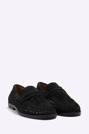 River Island Black Woven Loafers