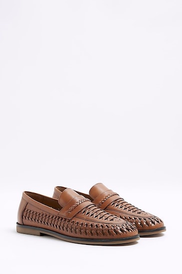 River Island Brown Woven Loafers