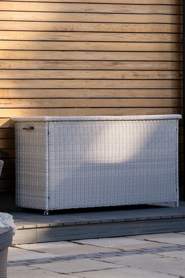 Pacific Slate Grey Large Rattan Effect Garden Cushion Storage Box