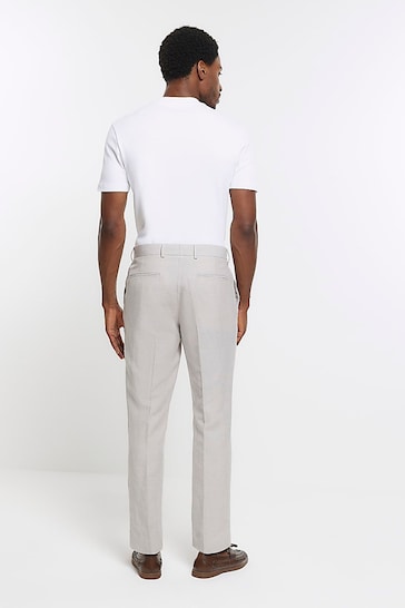 River Island Grey Linen Suit: Trousers