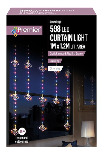 Premier Decorations Ltd Christmas Sputnik Twinkle Curtain Rainbow LEDs