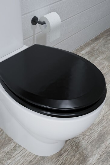 Croydex Black Lene Matte Black Round Toilet Seat