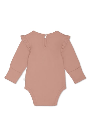 MORI Pink Organic Cotton Frill Long Sleeve Bodysuit