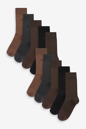 Neutrals 10 Pack Embroidered Lasting Fresh Socks