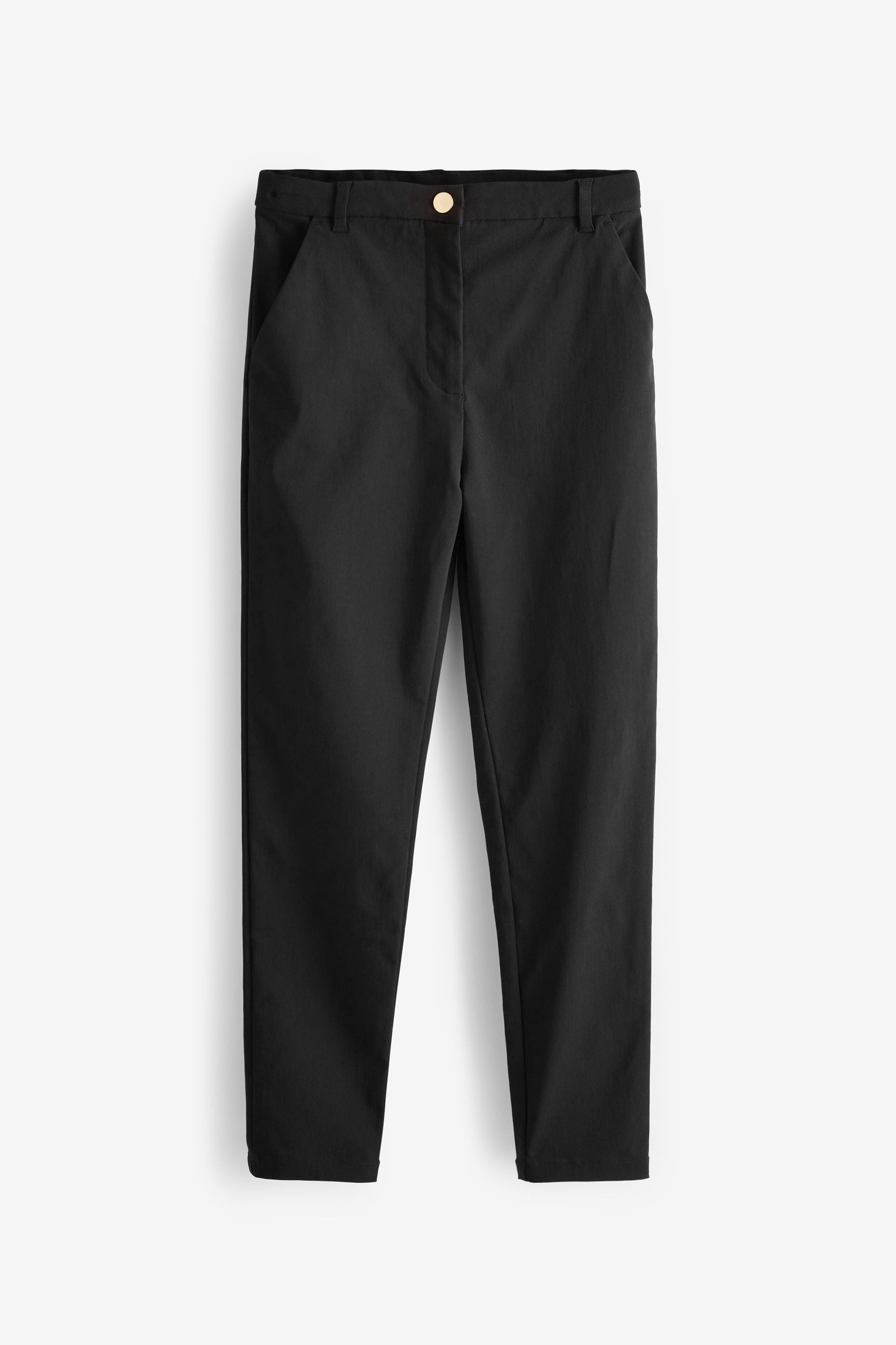 Black Senior Gold Snap High Waisted Skinny Stretch Trousers 9 17yrs