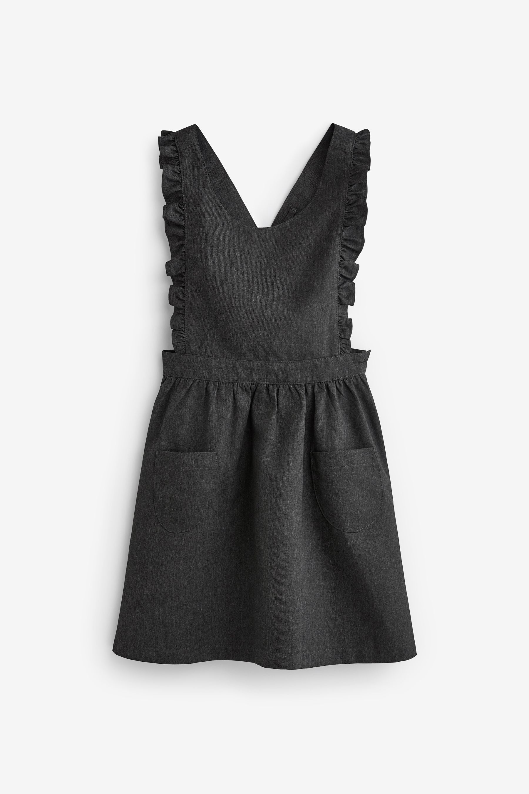 Buy Grey Ruffle Detail Pinafore School Dress 3 14yrs from the Next UK online shop