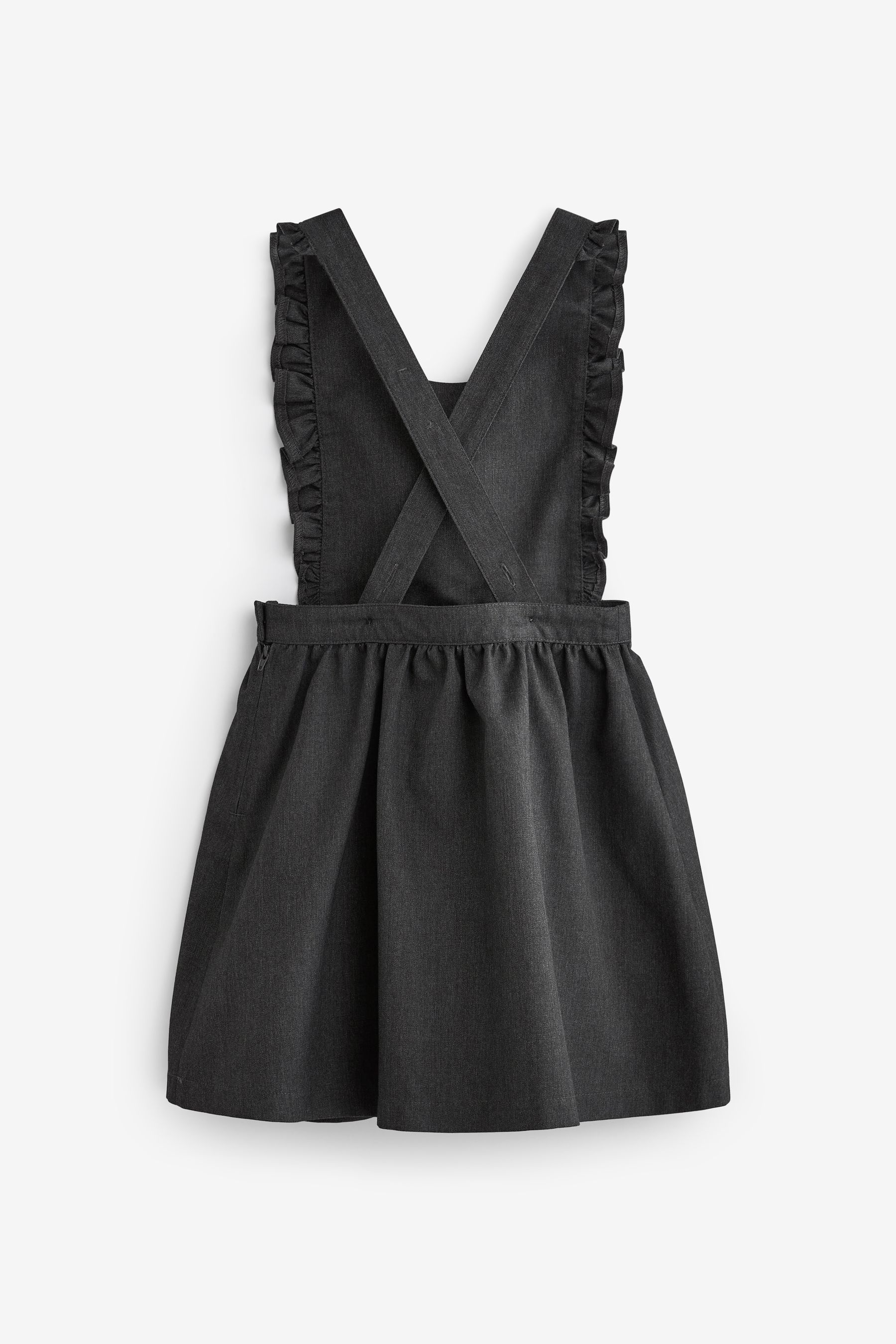 Grey Ruffle Detail Pinafore School Dress 3 14yrs