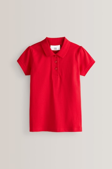 Red Regular Fit 2 Pack Cotton Short Sleeve Polo Shirts (3-16yrs)