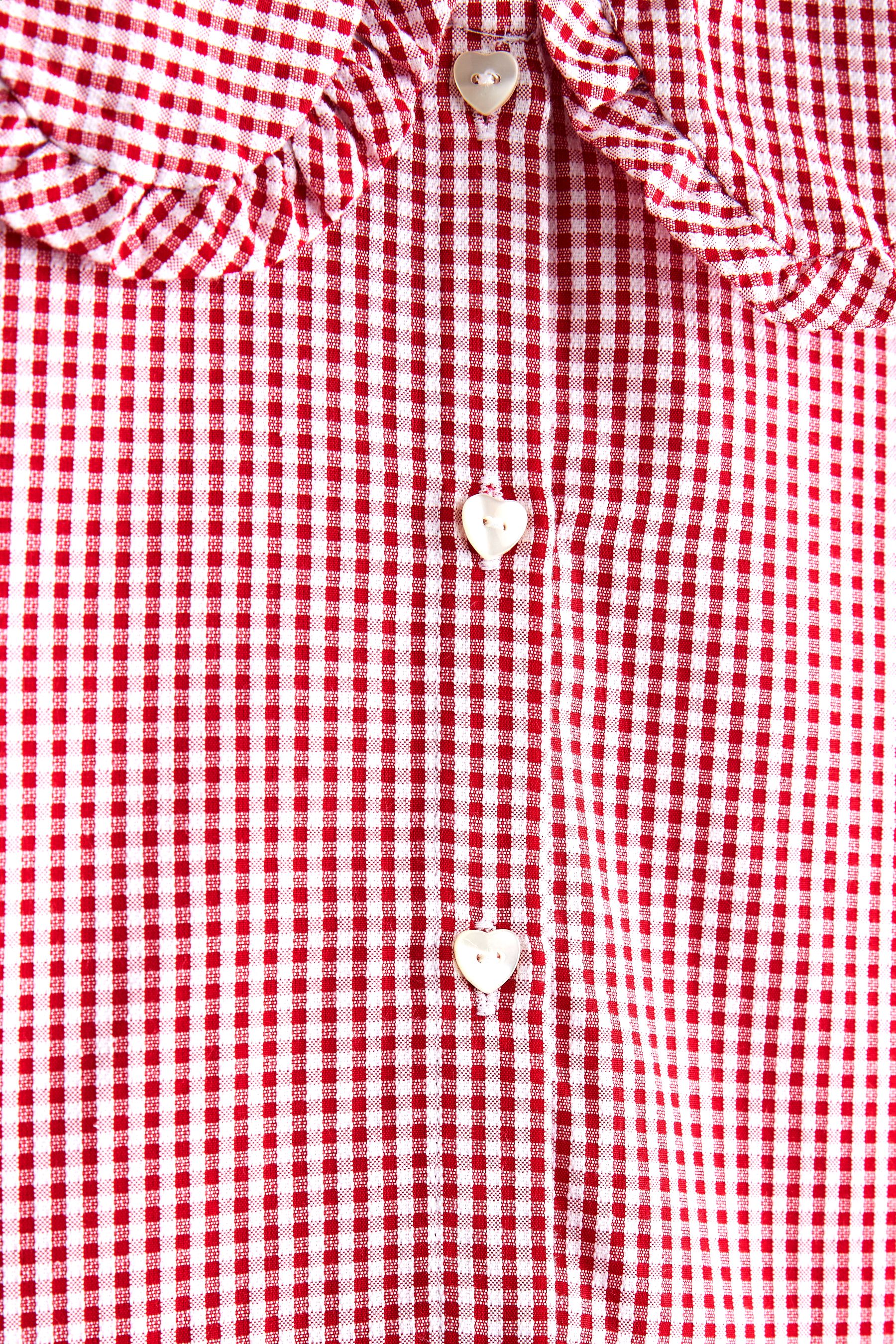 Buy Red Cotton Rich School Gingham Tiered Pretty Collar Dress 3