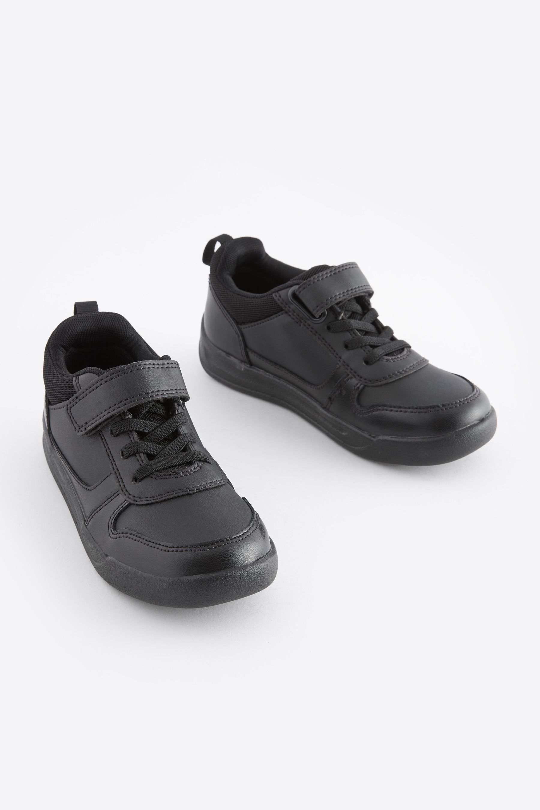 Buy Black Wide Fit G Elastic Lace School Trainers from the Next UK online shop