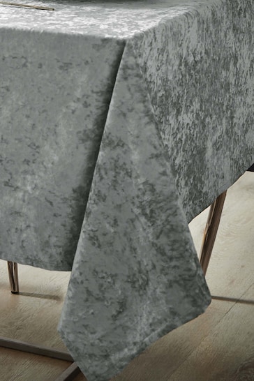 Catherine Lansfield Silver Grey Crushed Velvet Table Cloth