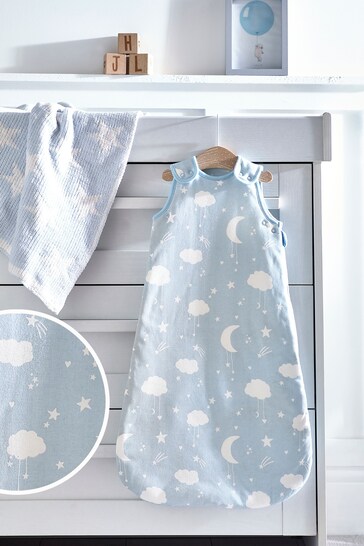 Baby Moon & Stars 100% Cotton 1 Tog Sleep Bag