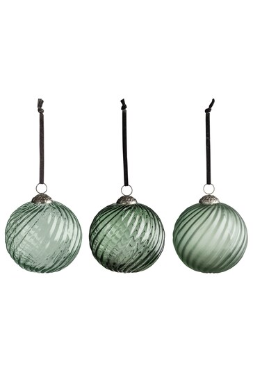 Gallery Home 6 Pack Green Lowery Spruce Assorted Swirl Christmas Baubles