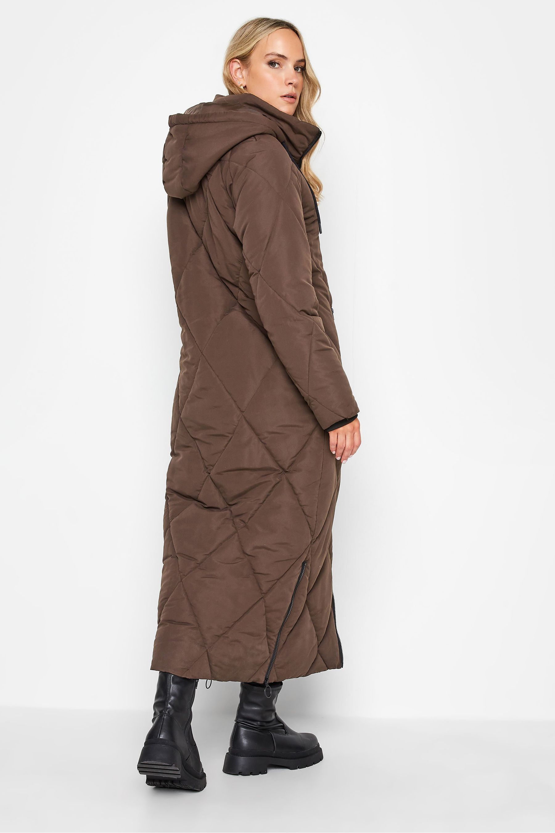 Long brown top puffer coat