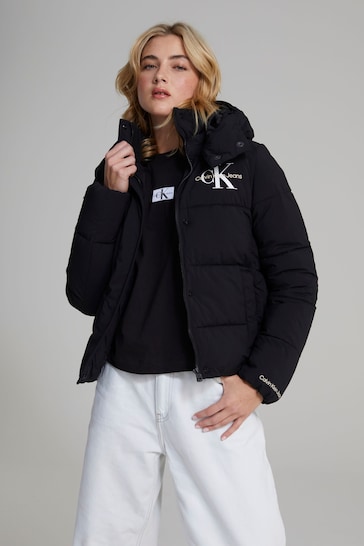 Buy Calvin Klein Jeans Black Monologo Short Puffer Jacket from the Next UK  online shop