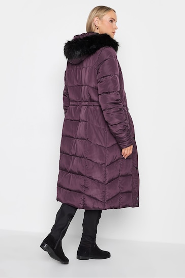 Long Tall Sally Purple Faux Fur Trim Padded Coat