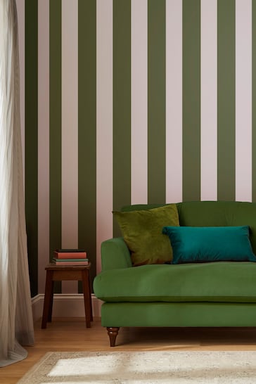 Joules Olive Green Harborough Stripe Wallpaper Sample Wallpaper