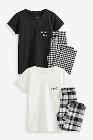 Black/White Check JuzsportsShops Woven Jogger Pyjamas 2 Pack (3-16yrs)