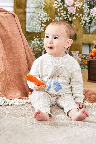 JoJo Maman Bébé Cream Peter Rabbit Fair Isle Baby Knit Set