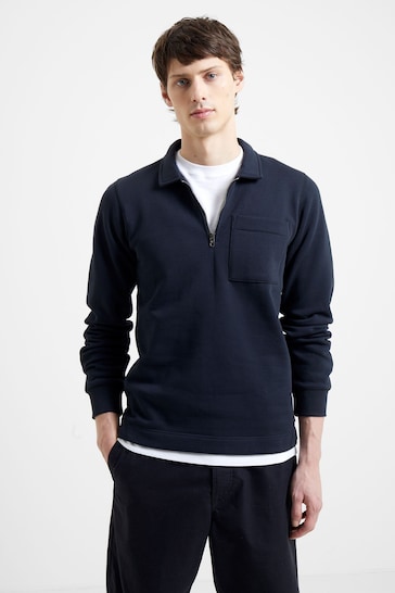 French Connection Dark Navy Collar Half Zip Sweatshirt