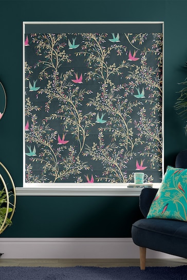 Sara Miller Forest Green Swallows Made to Measure Roman Blind