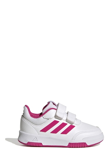 adidas White/Pink Tensaur Hook and Loop Shoes