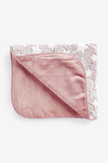 Pink Star Baby Teddy Borg Fleece Blanket