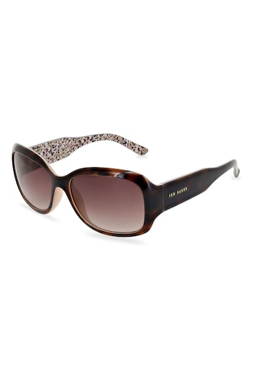 Ted Baker Brown Rectangular Womens Sunglasses with Deep Temples