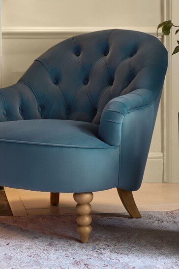 Laura Ashley Velvet Seaspray Blue Hanby Chair