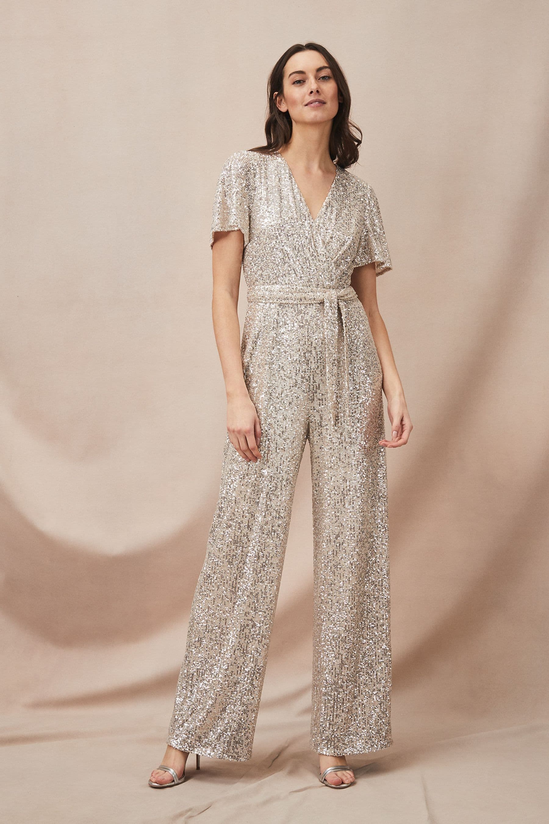 Silver embellished jumpsuit 2025