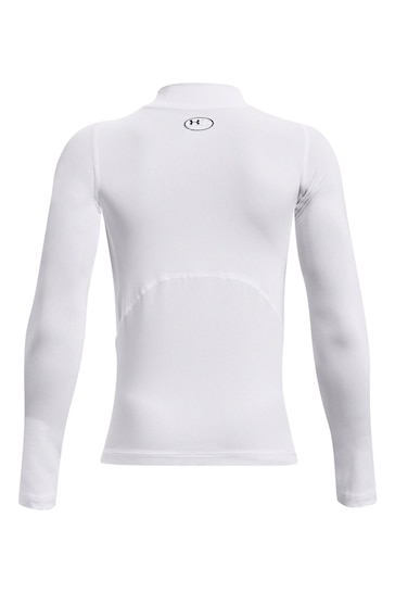 Under Armour White Youth Heat Gear Armour Mock Long Sleeve T-Shirt