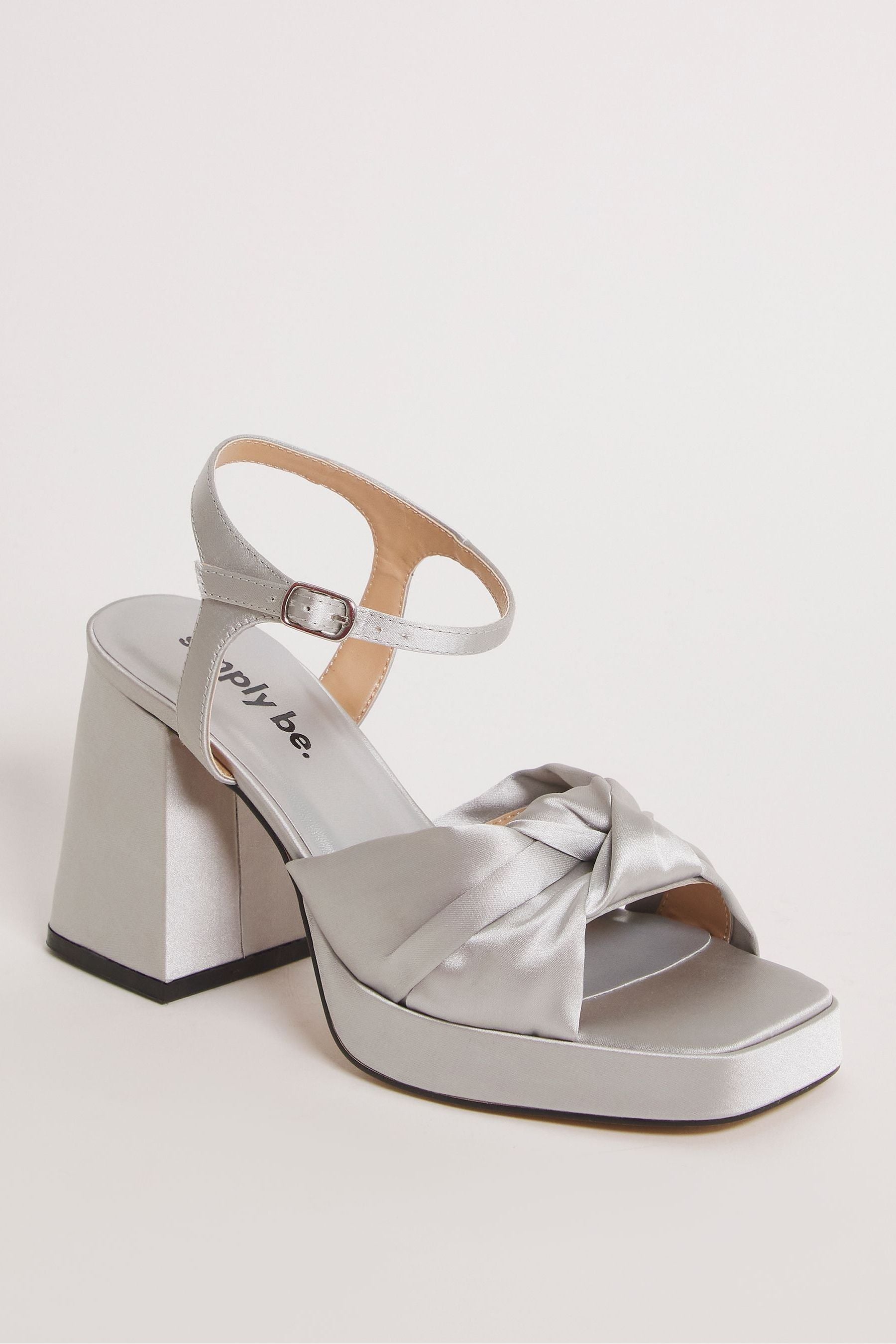 Silver satin sandals online