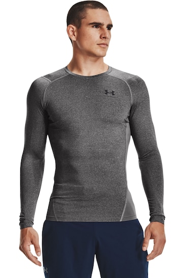 Under Armour Grey HeatGear Fitted Long Sleeve Base Layer T-Shirt