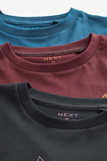 Blue/Black/Rust Lines 3 Pack Print T-Shirts
