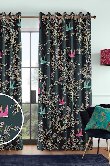 Sara Miller Forest Green Swallows Made to Measure Curtains