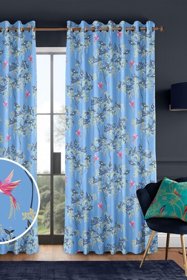 Sara Miller Cornflower Blue Hummingbird Made to Measure Curtains