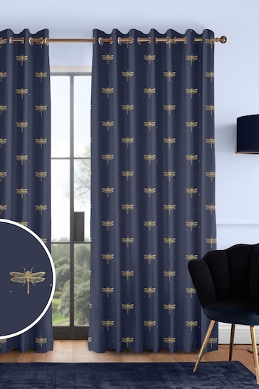 Sara Miller Navy Dragonfly Made to Measure Curtains